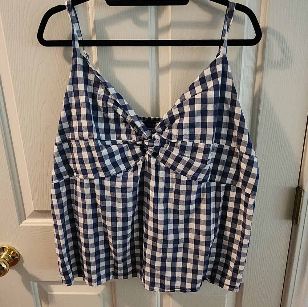 Old Navy Navy and White Checkered Top